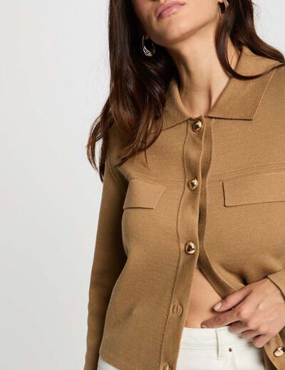 Vest met lange mouwen camel vrouw