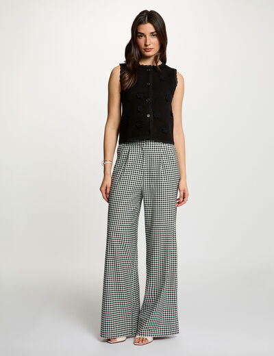 Getailleerd vest met ronde hals zwart vrouw