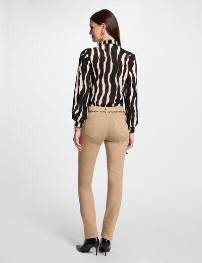 Pantalon droit camel femme