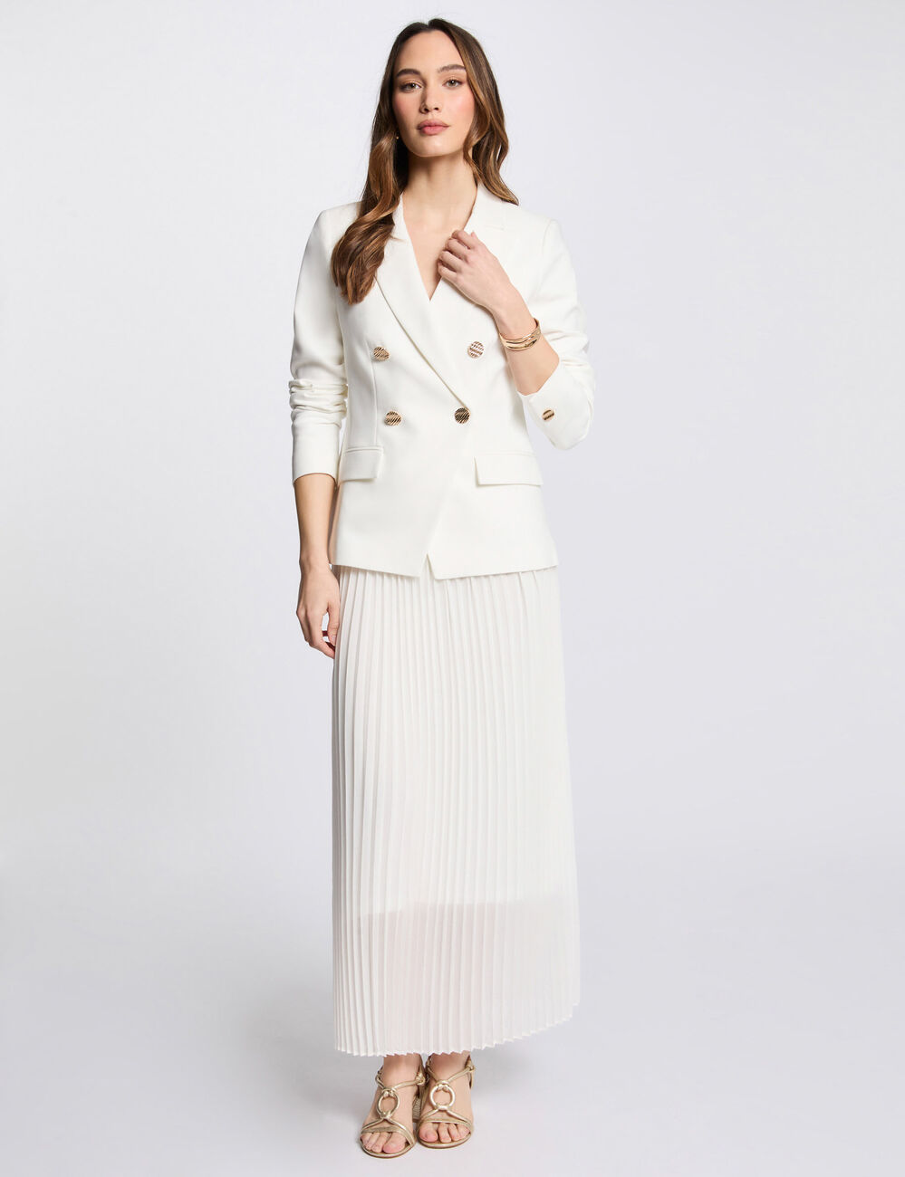 Blazer met dubbele knopenrij helder wit vrouw