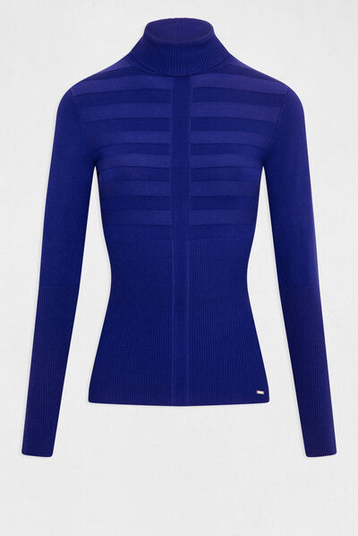 Trui met lange mouwen en rolkraag blauw medium vrouw