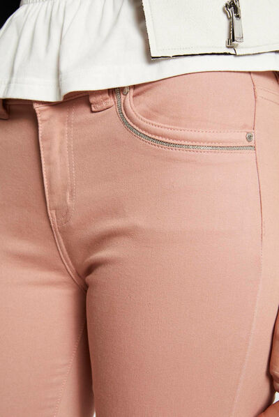 Slim jeans met stretcheffect oud roze vrouw