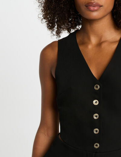 Korte mouwloze jumpsuit zwart vrouw