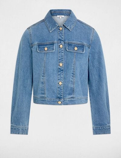 Cropped spijkerjas stone washed denim vrouw