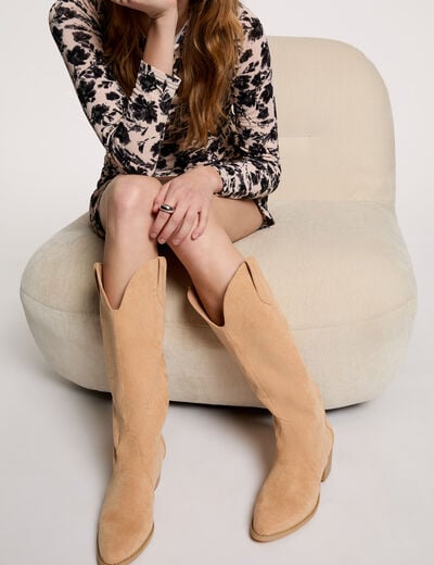 Westernlaars suèdine beige vrouw