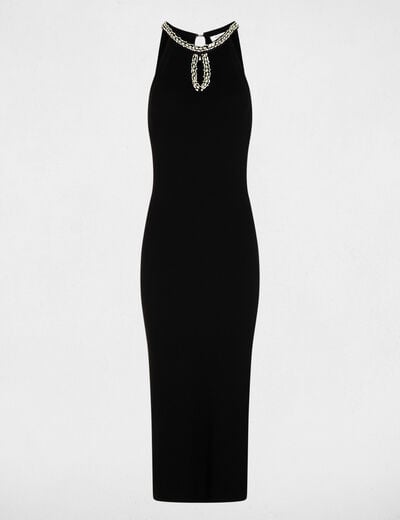 Robe tricot cintrée noir femme