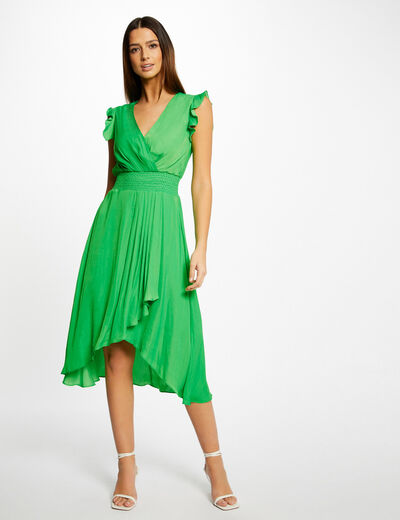 Mouwloze rechte vlot vallende jurk groen vrouw