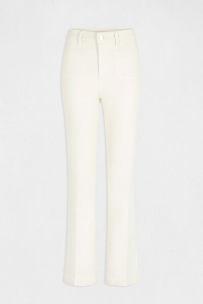 Pantalon droit avec pinces ivoire femme