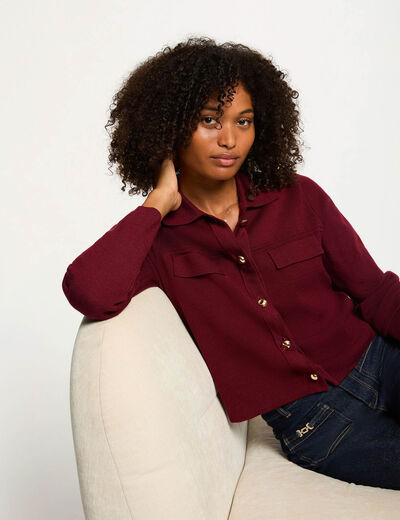 Vest met lange mouwen bordeaux vrouw