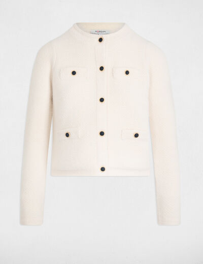 Gilet manches longues ivoire femme