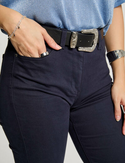 Pantalon droit bleu marine femme