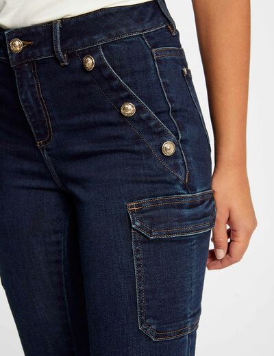 Jeans cargo skinny à ponts jean brut femme