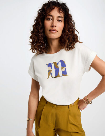 T-shirt met opschrift helder wit vrouw
