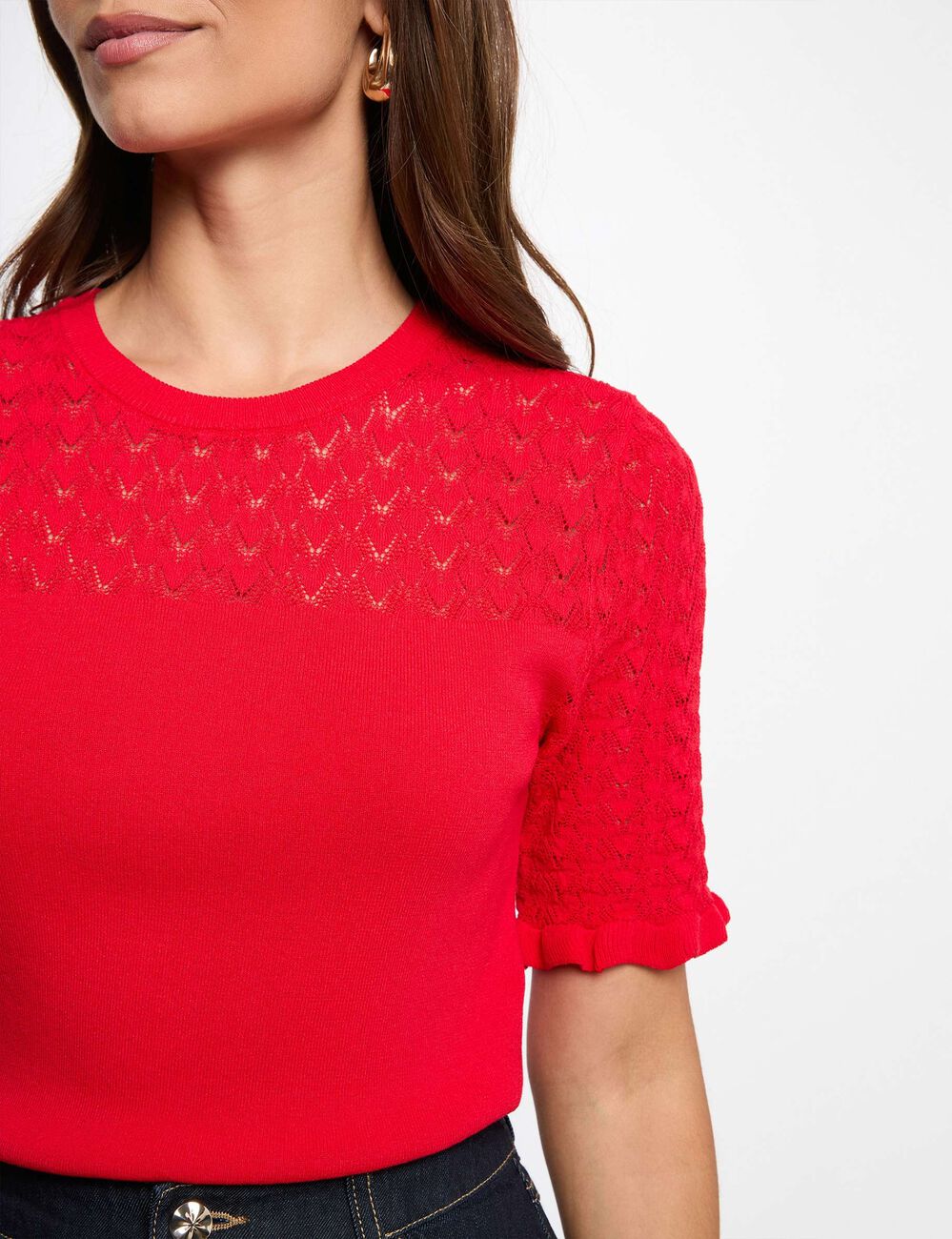 Trui met korte mouwen rood vrouw