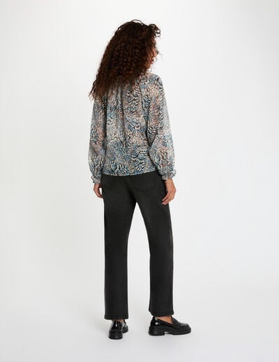 Chemise imprimée col v multicolore femme