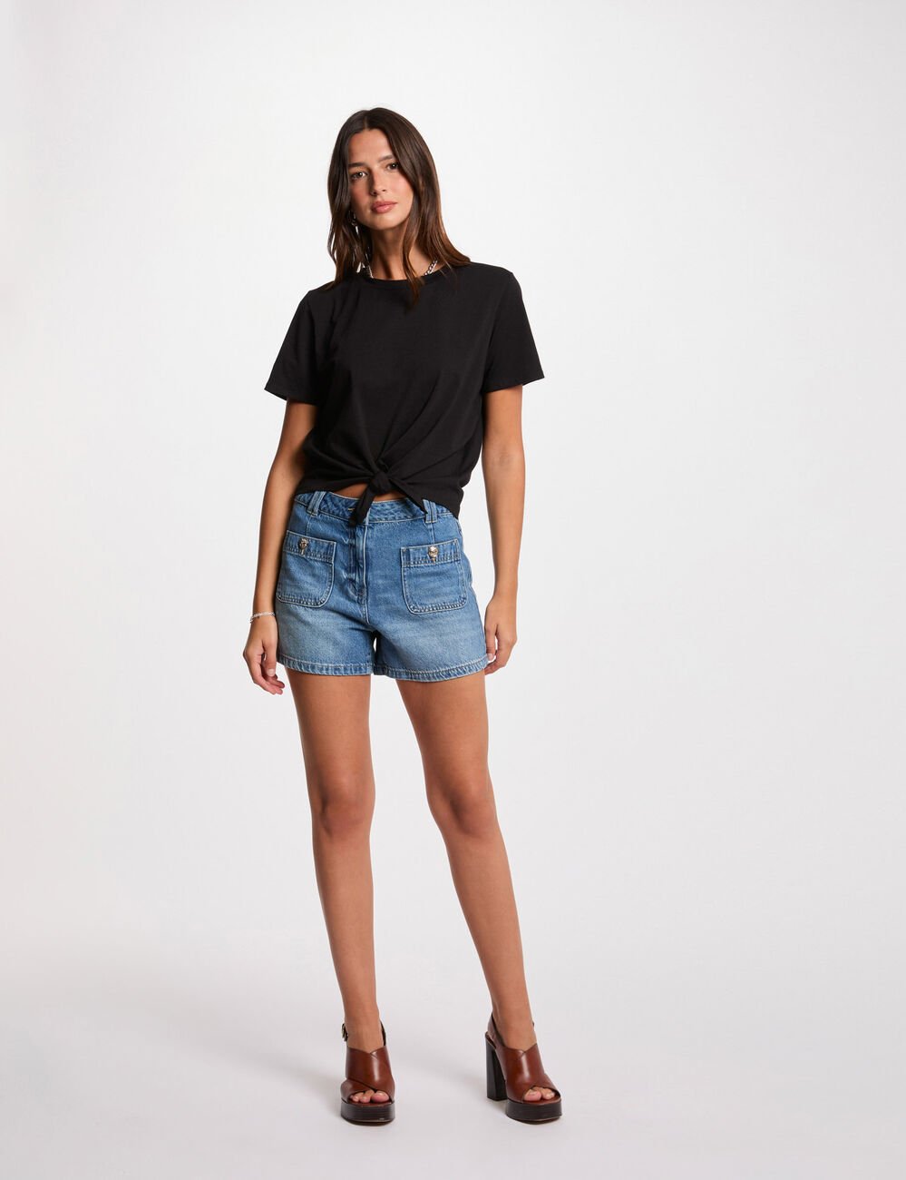 T-shirt met korte mouwen zwart vrouw