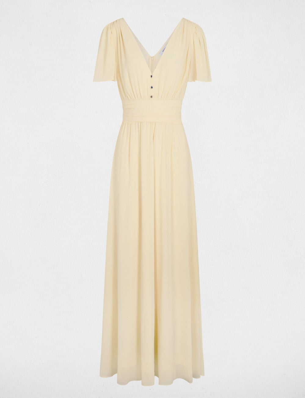 Robe longue fluide jaune pastel femme