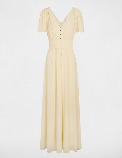 Robe longue fluide jaune pastel femme