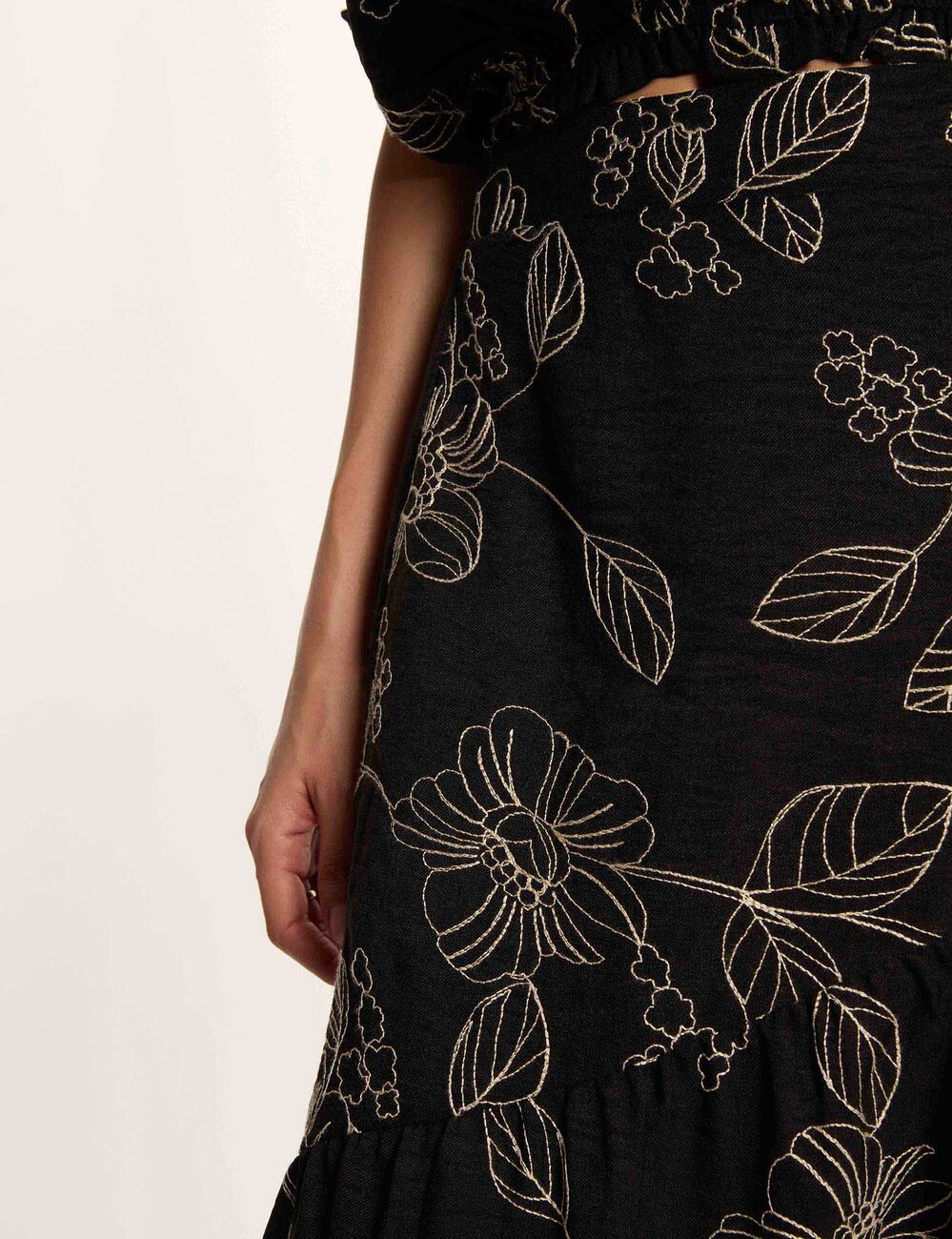 Jupe longue taille haute noir femme
