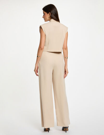 Veste cropped sans manches beige femme