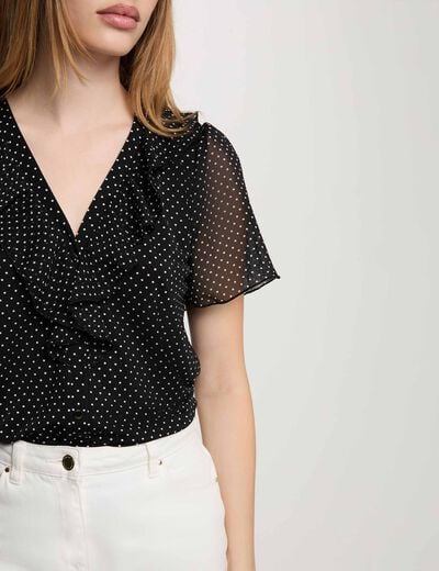 Voile blouse met v-hals zwart vrouw