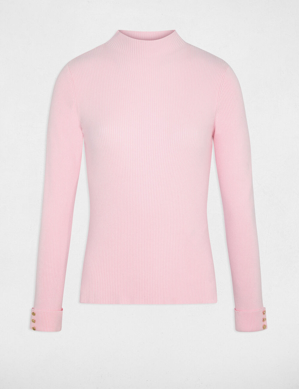 Pull col montant rose pastel femme