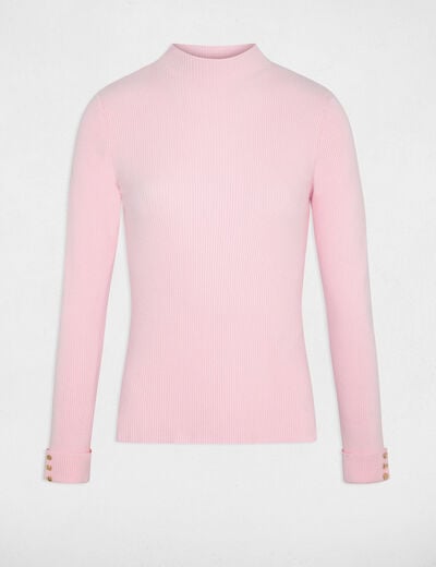 Pull col montant rose pastel femme