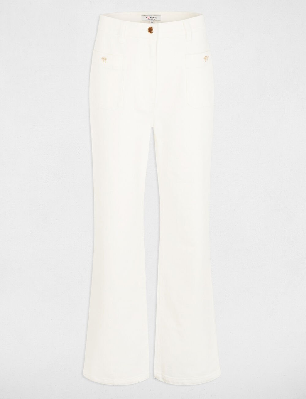 Jean large 7/8 blanc femme