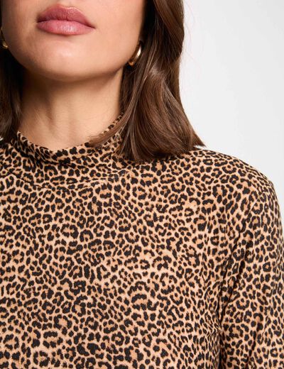 T-shirt col montant multicolore femme