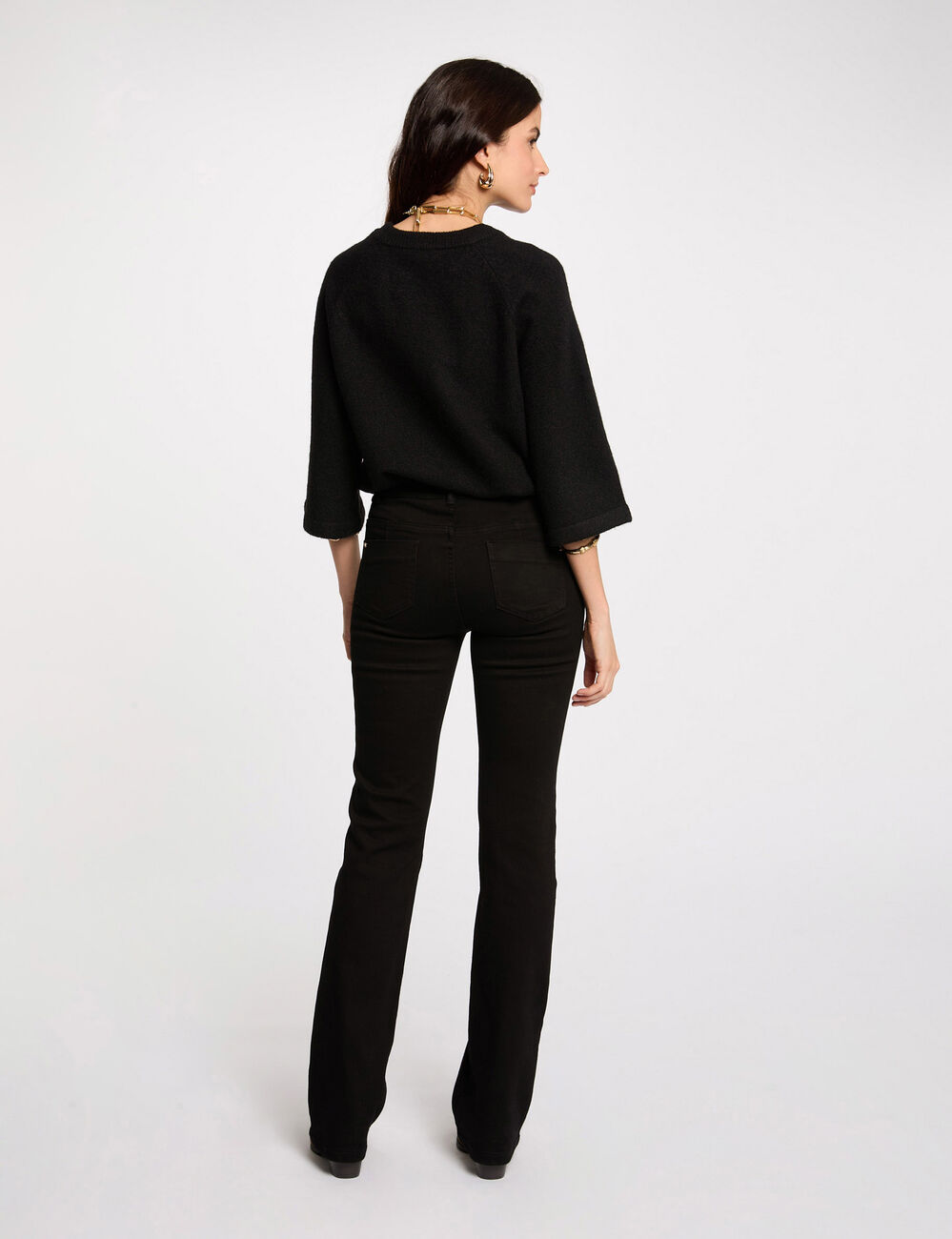 Bootcut jeans met klepzakken zwart vrouw