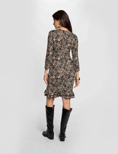 Robe maille col v multicolore femme