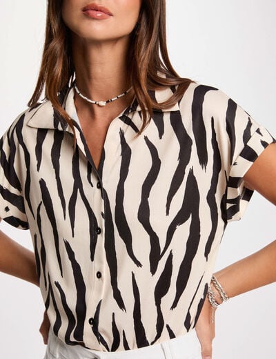 Blouse met korte mouwen helder wit vrouw