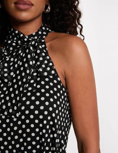 Robe fluide col montant noir femme