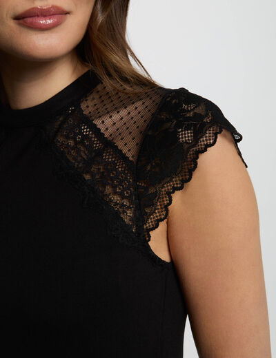 T-shirt met korte mouwen zwart vrouw