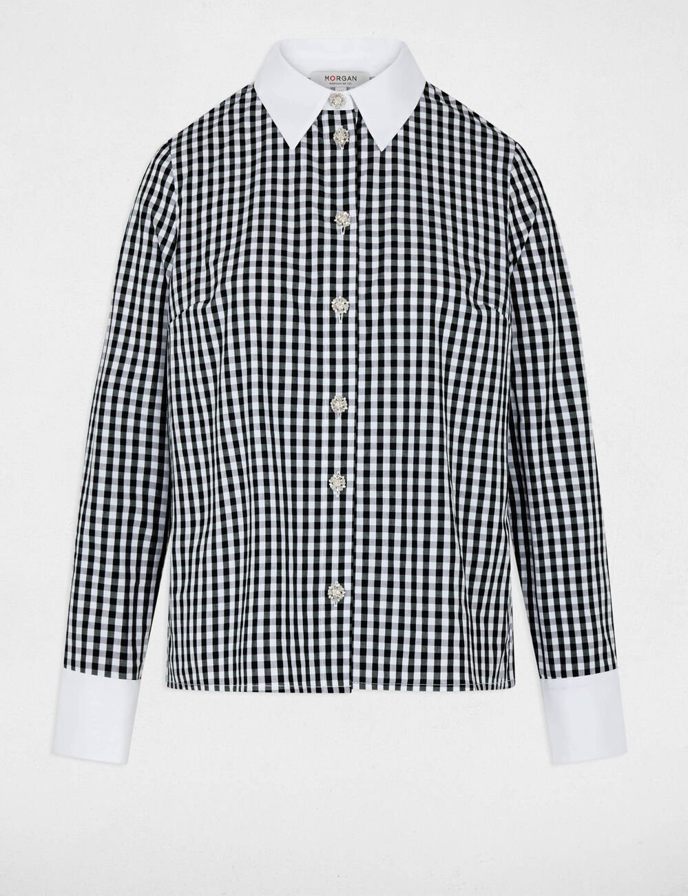 Overhemd met contrasterende kraag meerkleurig vrouw