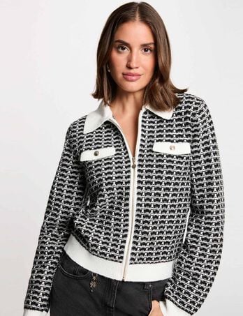 Jacquard chevron jas zwart vrouw