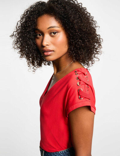 T-shirt manches courtes rouge femme