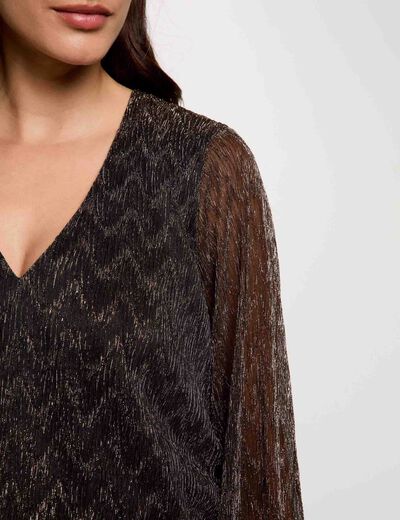 V-hals T-shirt met lange mouwen kleur bronze vrouw