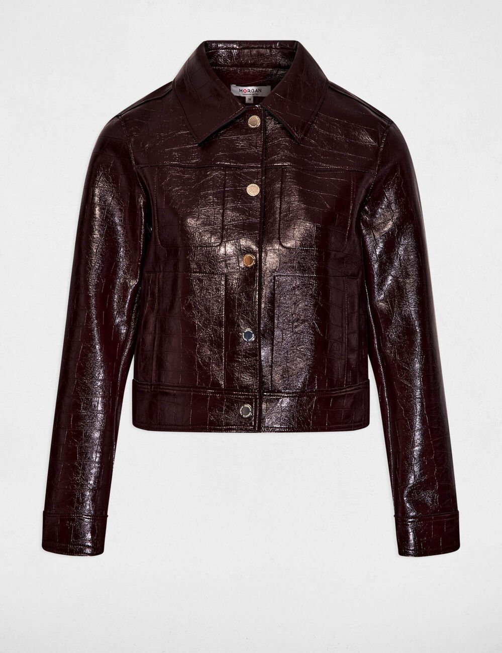 Blouson col tailleur prune femme