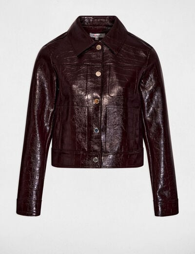 Blouson col tailleur prune femme