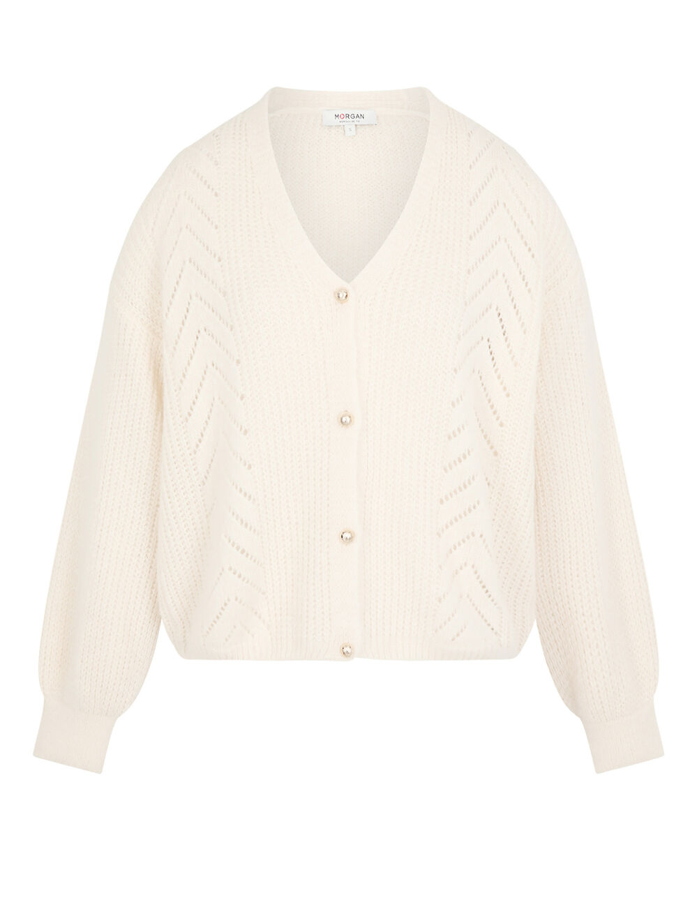 Vest met V-hals ivoor vrouw