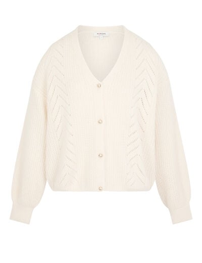 Vest met V-hals ivoor vrouw