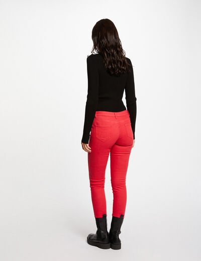 Pantalon skinny 5 poches rouge femme