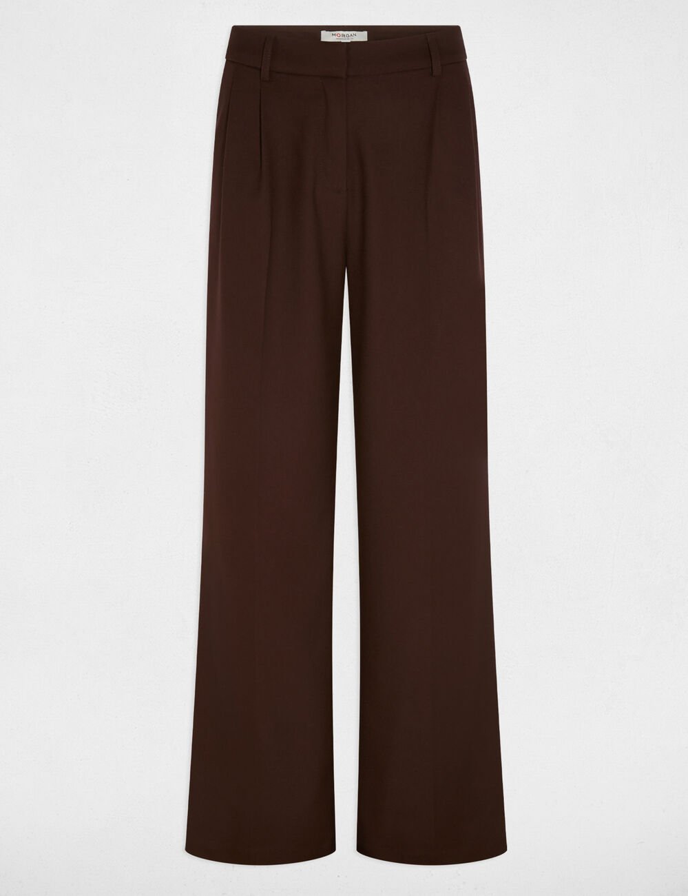 Hoge taille brede broek donker bruin vrouw