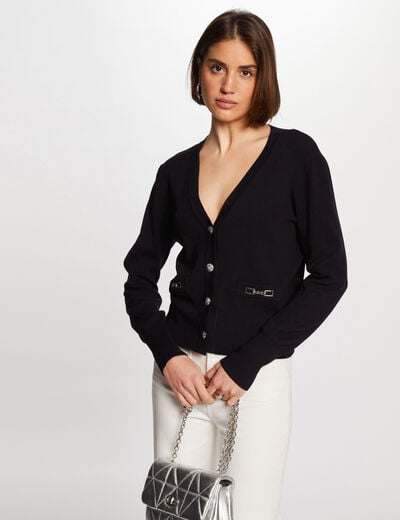 Gilet manches longues marine femme