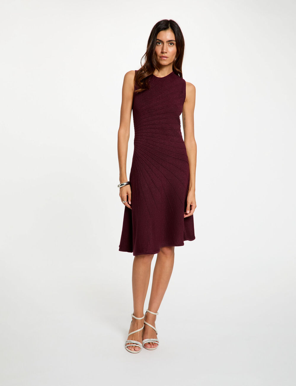 Robe tricot sans manches prune femme