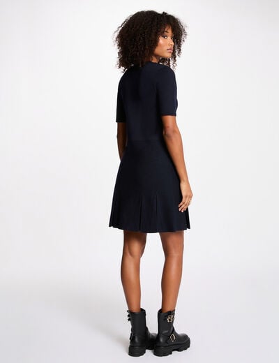 Robe courte trapèze bleu marine femme