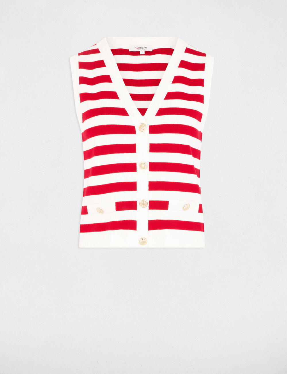 Gilet sans manches rayé blanc femme