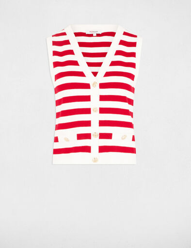 Gilet sans manches rayé blanc femme