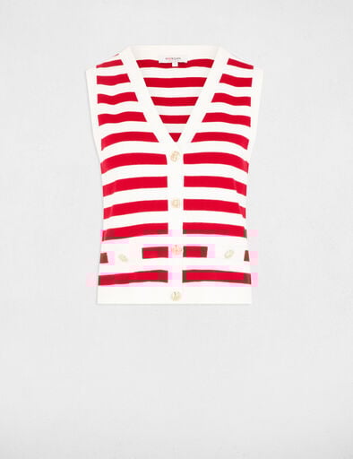 gilet sans manches raye blanc femme Gilet sans manches rayé blanc femme